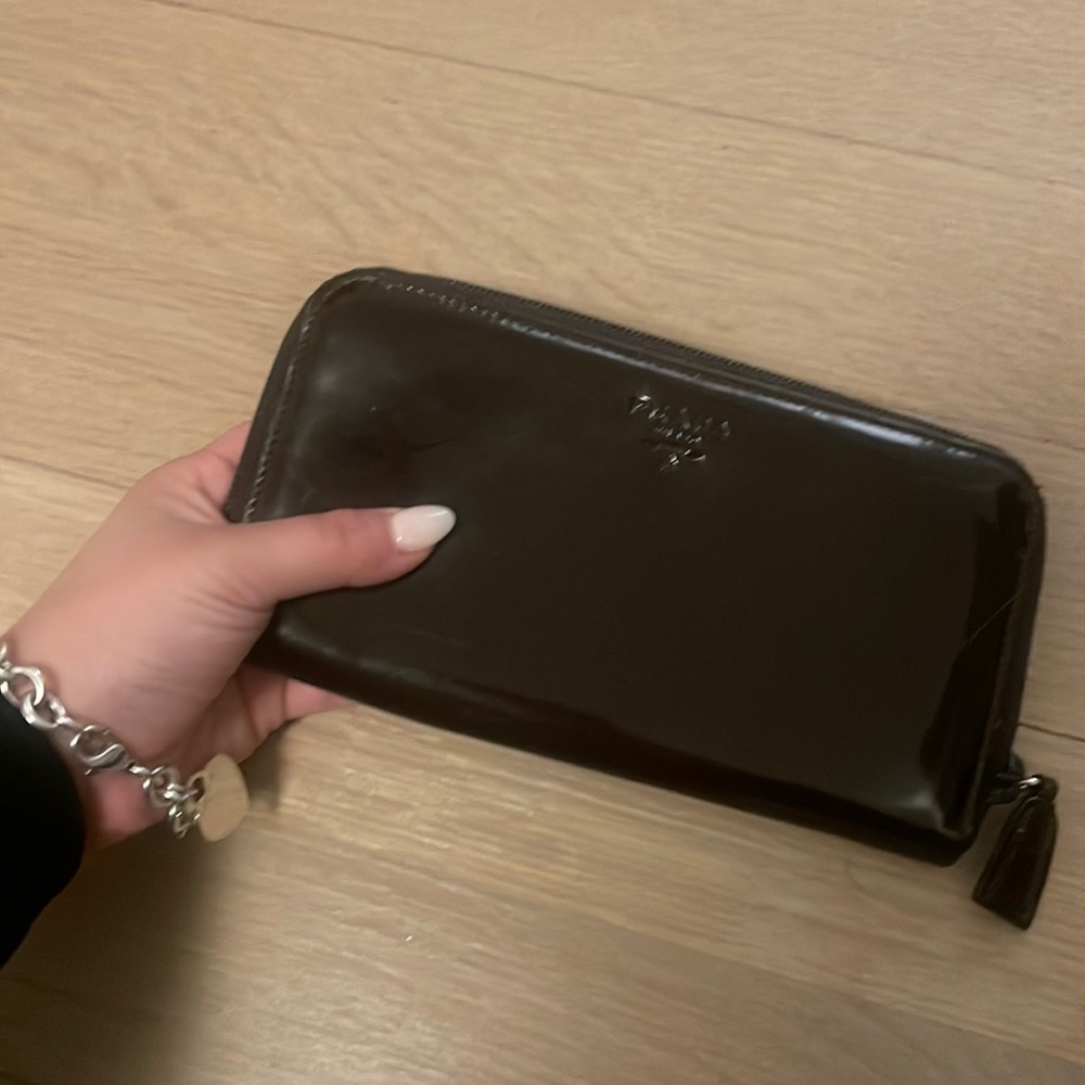 Vintage brown Prada wallet vinyl look